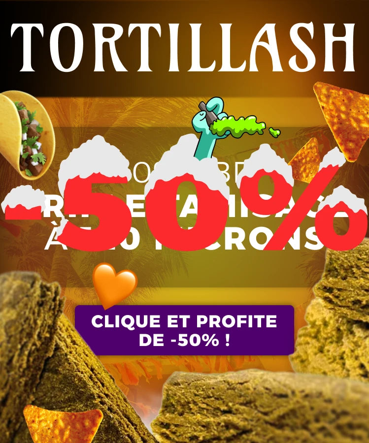 Bannière Tortillash, présentant la résine à 40% de CBD et un triple tamisage a 120 microns version mobile