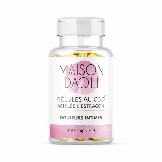 Photo d'une boite de 30 gélules au CBD - Douleurs Intimes - 1500Mg avec Achilée & Estragon - WALDOS LEGEND & MAISON DAOLI